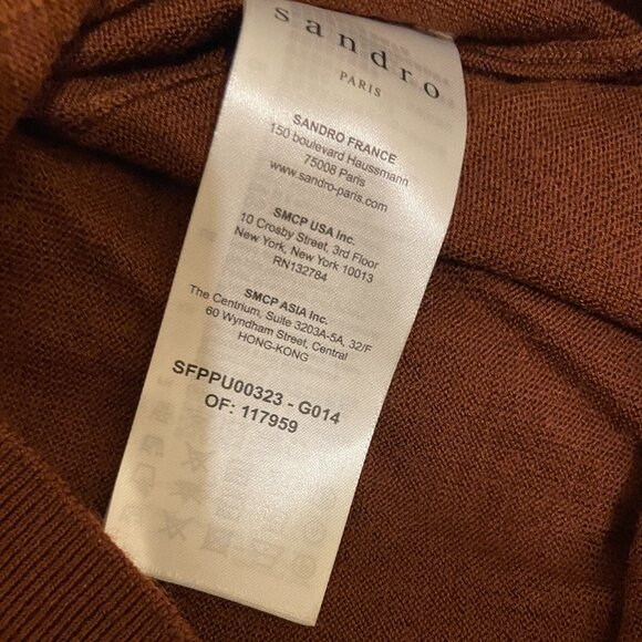 NWT New Sandro V-Neck Colorblock Chevron Mesh Insert Sweater Size S - Picture 11 of 11